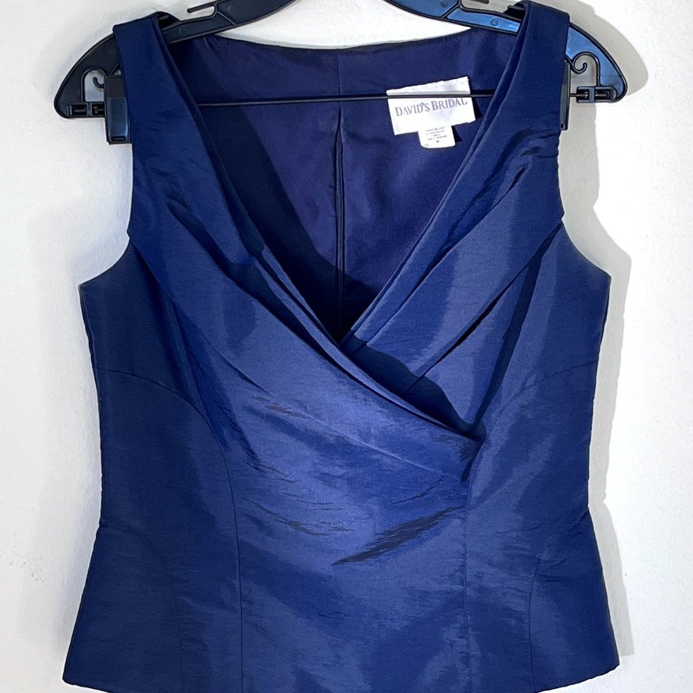 Dark Navy Taffeta 2-piece evening gown